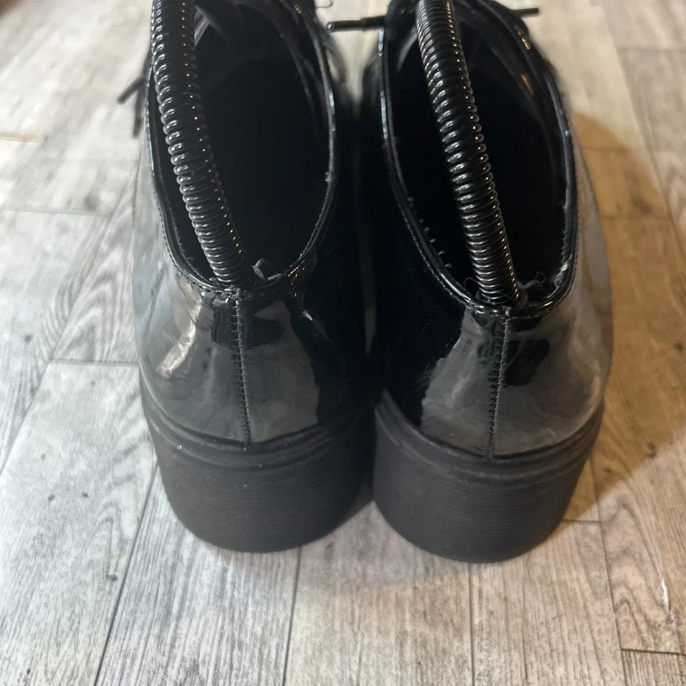 Forever 21 Black‎ Patent Platform Oxford Shoes Lug Sole Chunky Women's 10